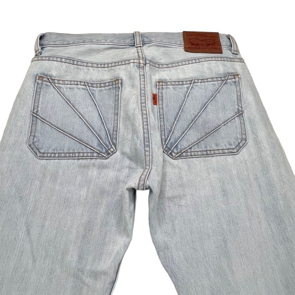 Levis Jeans Womens 26 Light Wash Straight Leg Raw Hem Orange Tab Denim Mid Rise - Picture 4 of 10